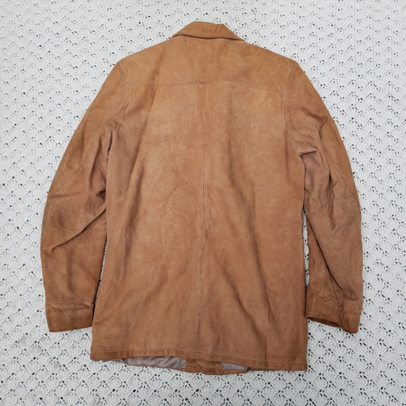 Vintage Field & Stream Leather Suede Windbreaker AquaSuede Button Front Jacket - Picture 6 of 11